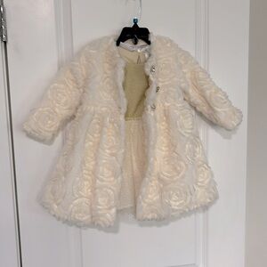 Dress coat and dress - Cream and gold - 24 Mo - new